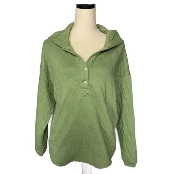 3/$20 Universal Threads Relaxed Fit Green Diamond Quilted Pullover Hoodie (XS) - Picture 1 of 12